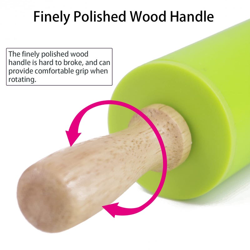 Remeel Silicone Rolling Pin for Baking Non-stick Rolling Pin Dough Roller Wooden Handle Kitchen Accessories Pastry Roller - Image 3